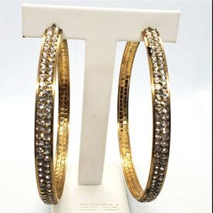 Joy Gold Rhinestone Hoop Earrings